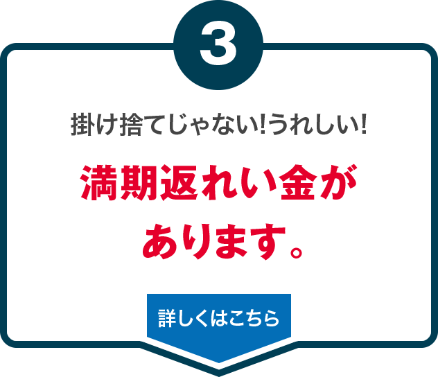掛け捨てじゃない!うれしい!満期返れい金が あります。